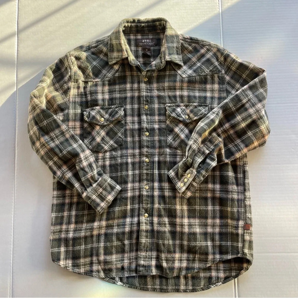 Moose Creek Pearl Snap Flannel Shirt Men’s Medium Thick Heavyweight 100% Cotton - Picture 8 of 9